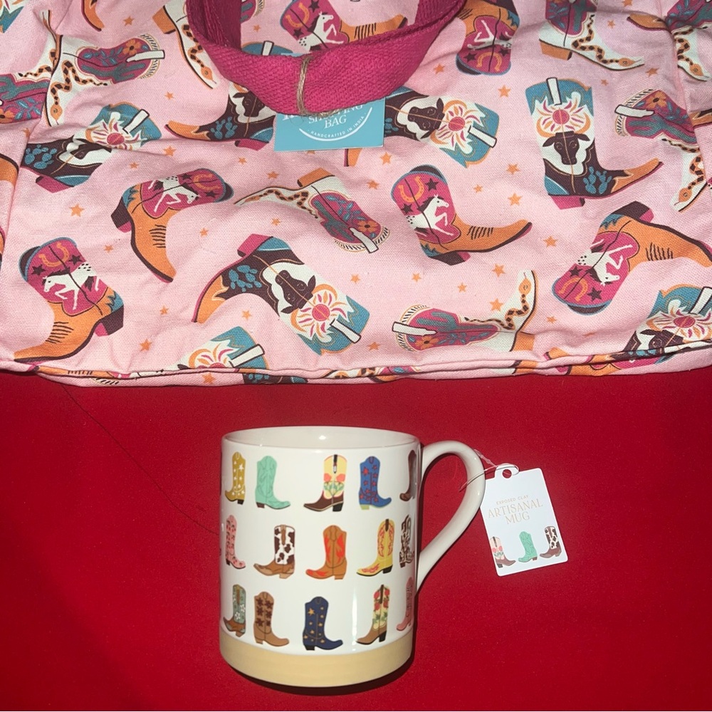 Handmade Ceramic, Coffee Mug, Cowboy, Cowgirl Boots Mug, Western Graphic…